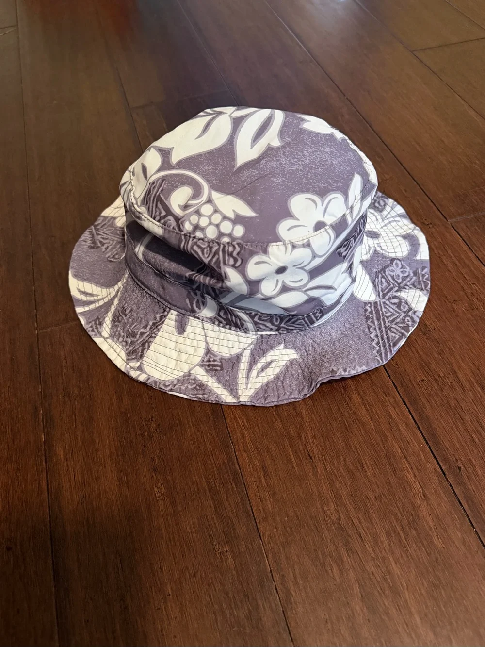 L.L. Bean Gray and White Floral Bucket Hat